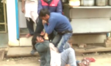 परेड कोठी क्षेत्र में सतनारायण लाज के सामने महिला व दुकानदार से मारपीट को लेकर क्षेत्र में मची अफरा-तफरी