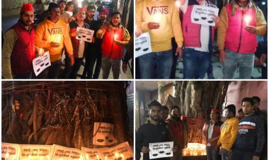 बदायूं में हुए सामूहिक दुष्कर्म के विरोध में सपा जनों ने निकाला कैंडल मार्च