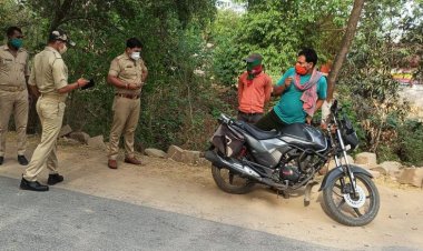 थानाप्रभारी सत्येंद्र सिंह ने काटा चालान दी हिदायत..