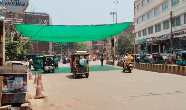 Varanasi:भीषण गर्मी के बीच नगर निगम की अनोखी पहल,शहर के चार चौराहों पर ग्रीन पर्दे से छांव की व्यवस्था